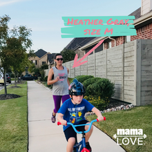 Load image into Gallery viewer, Woman wearing Mama Love &quot;Do You Even Pump, Bro?&quot; Muscle Tank Top in Heather Gray, while running behind child on bike